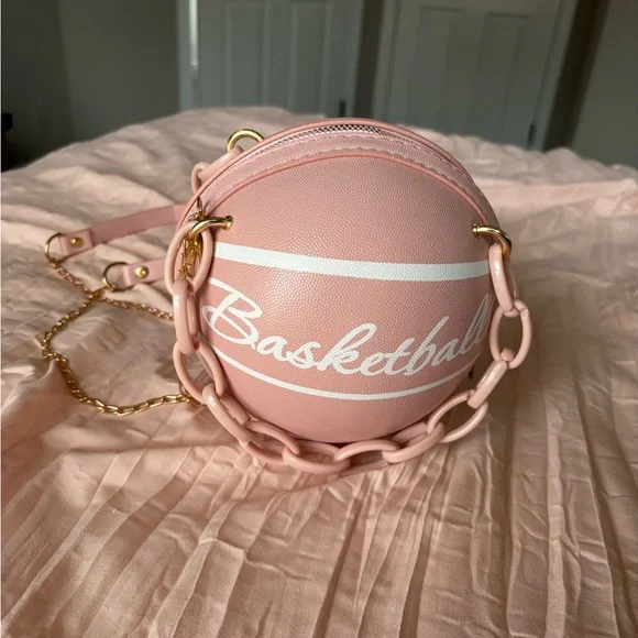 Pink and white basketball purse. - Picture 2 of 6